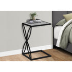 Monarch Specialties 3305 Accent Table - 25"H/Grey Stone-Look/Black Metal-Rectangular tabletop in a textured, grey stone-look finish