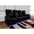 Valencia Syracuse Top Grain Leather LED Power Home Theatre Seating, Row of 4 Seats, Black (4-BLK-P)-Wrapped in Premium Top Grain 9000 Leather, extremely supple and ultra durable, for the ultimate experience in luxury