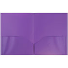 JAM Paper Plastic 2 Pocket POP Folders, Purple, 12 Pack-Size: 9-1/2" x 11-1/2"
