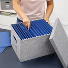 Bankers Box Collapsible Fabric Storage Box with Lid - Gray Hanging File Box with Handle - Letter/Legal - 15” x 12” x 10”-FastFold  quick and easy assembly