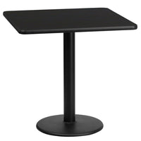 Flash Furniture 24'' Square Laminate Table Top, Black with 18'' Round Table-Height Base (XUBK2424TR18)-Hospitality Table