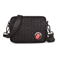 The Rolling Stones - Collection Iconic - Sac bandoulière en nylon matelassé avec bandoulière réglable - Noir-Sac bandoulière