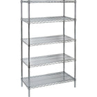 Kleton Heavy-Duty Chromate Wire Shelving, 5 Tiers, 60" W x 86" H x 24" D-Depth: 24"