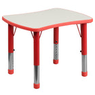 Flash Furniture 21.875"W x 26.625"L Rectangular Plastic Height Adjustable Activity Table with Grey Top - Red-Popular Rectangular Activity Table