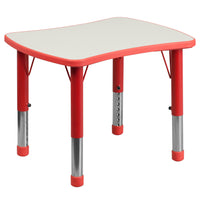 Flash Furniture 21.875"W x 26.625"L Rectangular Plastic Height Adjustable Activity Table with Grey Top - Red-Popular Rectangular Activity Table