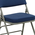 Flash Furniture HERCULES Series Premium Curved Triple Braced & Double Hinged Navy Fabric Metal Folding Chair-Double-Hinged