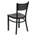 Flash Furniture HERCULES Series Black Grid Back Metal Restaurant Chair - Mahogany Wood Seat - 2 Pack-.625" Thick Plywood Seat
