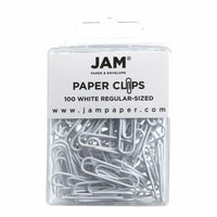JAM Paper Colored Standard 1" Paper Clips - White - 3 Packs of 100-Color: White