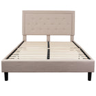Flash Furniture - Lit plateforme Roxbury grand touffeté en tissu beige-Lit de plateforme