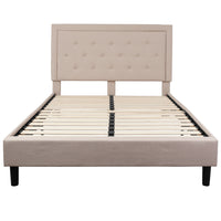 Flash Furniture - Lit plateforme Roxbury grand touffeté en tissu beige-Lit de plateforme