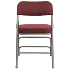 Flash Furniture HERCULES Series Premium Curved Triple Braced & Double Hinged Metal Folding Chair - Burgundy Fabric-Padded Metal Folding Chair