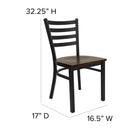Flash Furniture HERCULES Series Black Ladder Back Metal Restaurant Chair - Mahogany Wood Seat-18 Gauge Steel Frame