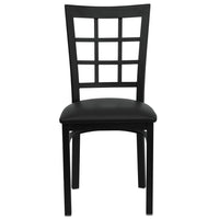 Flash Furniture HERCULES Series Black Window Back Metal Restaurant Chair - Black Vinyl Seat-Metal Chair