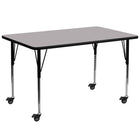 Flash Furniture Mobile 30"W x 72"L Rectangular Grey Thermal Laminate Activity Table - Standard Height Adjustable Legs-Popular Rectangular Activity Table