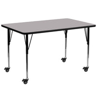 Flash Furniture Mobile 30"W x 72"L Rectangular Grey Thermal Laminate Activity Table - Standard Height Adjustable Legs-Popular Rectangular Activity Table