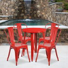 24'' Round Red Metal Indoor-Outdoor Table Set with 4 Cafe Chairs [CH-51080TH-4-18CAFE-RED-GG]-24"W x 24"D x 29"H