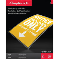 Swingline - Pochette de plastification à chaud, format lettre, 3 mil, paq./100-Les pochettes GBC de Swingline sont offertes en différents formats pour vous permettre de conserver les détails et les couleurs de vos articles importants