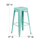 Flash Furniture 30" High Backless Mint Green Indoor-Outdoor Barstool-Drain Hole in Seat