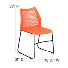 Flash Furniture HERCULES Series 661 lb. Capacity Orange Sled Base Stack Chair with Air-Vent Back-Black Powder Coated Sled Base Frame