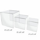 Eddie's Acrylic Large Square Risers - Clear - Set of 3 - 2 Sets/Pack-4" H x 4" D x 4" W / 6" H x 6" D x 6" W / 8" H x 8" D x 8" W
