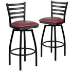 Flash Furniture – Tab. de bar piv. Hercules en métal noir, dossier à traverses horizontales, assise en vinyle bourgogne, 2/pqt-Ensemble de 2 tabourets de bar en métal pour la salle à manger