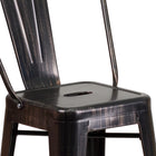 Flash Furniture Commercial Grade 24" High Black-Antique Gold Metal Indoor-Outdoor Counter Height Stool with Back-Footrest with Floor Protector Plastic Glides