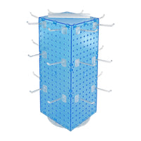Azar Interlock Peg Tower with Revolving Base and Hooks - 8" x 8" x 20" - Blue-Sold in multiples of: 1