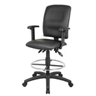 Nicer Interior Multi-Function PU Drafting Chair - Adjustable Arms - Black-Upholstered in Black Leather Plus
