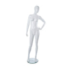 Can-Bramar Adult Female Abstract Mannequin - Glass Base - Glossy White (RPFA-7)-Removable Arms, One leg and the Torso at the Hip