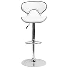 Flash Furniture – Tabouret de bar ajustable en vinyle, dossier mi-dos confortable et pied chromé, 17 1/2 x 17 1/2 po, blanc-Ensemble de 2 tabourets de style contemporain