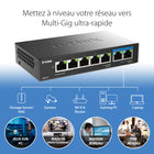 D-Link 7-Port Multi-Gigabit Unmanaged Switch-Flow Control helps minimize dropped packets for a more reliable connection