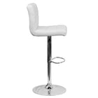 Flash Furniture 17 1/2" x 18" Quilted Vinyl Adjustable Height Bar Stool W/Chrome Base, White, 2 Pack-White Vinyl Upholstery