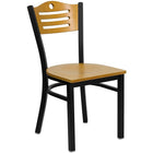 Flash Furniture 30'' Square Black Laminate Table Set with Round Base and 4 Wood Slat Back Metal Chairs, Natural Wood Seat-Dimensions: 30''H x 30''W x 30''D