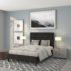 Flash Furniture Roxbury Full Size Tufted Upholstered Platform Bed - Black Fabric-Black Fabric Upholstery