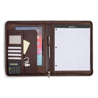 Bugatti Calculator Padfolio - Vegan Leather - Brown (WRC5043BU-BROWN)-Tablet section fits most 11" tablets