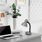 Simple Designs 60 Watt Type A 19 Medium Base Bulb Basic Metal Desk Lamp with Flexible Hose Neck - Grey-5' Cord