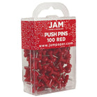 JAM Paper Push Pins, Red Pushpins, 3 Packs of 100, 300 Total (2242955g)-Finish: Matte