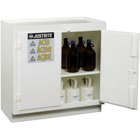 Justrite Solid Polyethylene Acid Cabinets, 4" x 35 3/4", 160Lb, Standalone-Sturdy solid-wall chemically resistant polyethylene construction with sealed sump