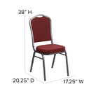 Flash Furniture – Chaise banquet empilable à haut dossier, siège en tissu bourgogne 2,5 po, argenté (NGC01HTS2201SV)-Coussin de siège épais de 2,5 pouces