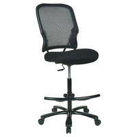 Space AirGrid Back Drafting Chair with Mesh Seat and Footring, Black-Double Air Grid Back Drafting Chair with Built-In Lumbar Support