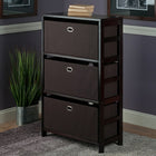 Winsome Wood Torino 4-Piece Set Storage Shelf with Black Fabric Baskets, Black (92438)-Includes Three shelves