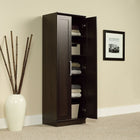 Sauder Home Plus Storage Cabinet with Four Adjustable Shelves, Dakota Oak-Enclosed back panel has cord access