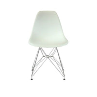 Plata Import Eiffel Chair, White Seat, Chromed Legs (PC-016-WHITE)-Dining Chair