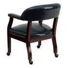 Flash Furniture Navy Vinyl Luxurious Conference Chair with Accent Nail Trim & Casters-Open Back Design