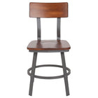 Flash Furniture Flint Series Rustic Walnut Restaurant Chair with Wood Seat & Back & Grey Powder Coat Frame-Metal Dining Chair