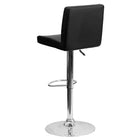 Flash Furniture Contemporary Black Vinyl Adjustable Height Barstool with Panel Back & Chrome Base-Comfortable Seat with Mid-Back