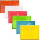 JAM Paper Legal Plastic Button and String Tie Closure Envelopes, 9.75" x 14.5", Assorted Colours, 6 Pack (219B1RLIGBYORCL)-Assorted Pack of 6 Colourful Expanding Plastic Button & String Envelopes: Red, Blue, Green, Yellow, Orange, and Clear