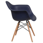 Flash Furniture Alonza Series Navy Plastic Chair with Wooden Legs-Curved Arms