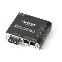 Black Box LBH2001A-P-LX Extreme Media Converter Switch, 10-/100-/1000-Copper to 1000-Mbps Fiber, Single-Mode LC, 110-VAC-Switch