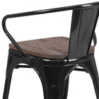 Flash Furniture Black Metal Chair with Wood Seat & Arms-Integrated Arms
